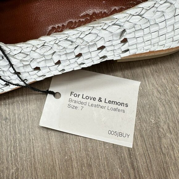 For Love & Lemons Shoes Womens Sz 7 Braided Leather Loafer Low Top Slip On White - Picture 10 of 13